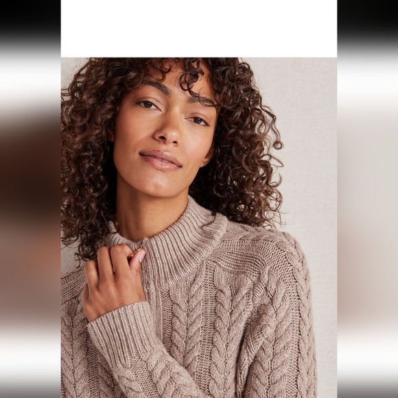 Talbots Ivory Cable Knit Zip Up Cardigan - Long Sleeve Top Jacket - Picture 6 of 11